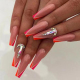 Wuyue New Custom Design Luxury Personality Long Coffin Oval Finger Nails Full Cover Artificial Art Press On Acrylic Nails Tips