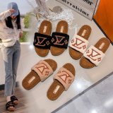 Hot Sell Popular Warm Fur Sandals Cute Slide Ladies Sandals Women Furry Shoes Flat Fluffy Slide luxury name brand Slippers