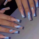 Wuyue New Custom Design Luxury Personality Long Coffin Oval Finger Nails Full Cover Artificial Art Press On Acrylic Nails Tips