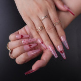 New ideal party ballerina designer press on nails & short & toe manicure extreme long artificial nails
