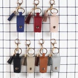 Mini 30ml Reusable Hand Soap Bottle Plastic Hand Sanitizer Bottle Leather Hand Sanitizer Holder Keychain