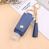 Mini 30ml Reusable Hand Soap Bottle Plastic Hand Sanitizer Bottle Leather Hand Sanitizer Holder Keychain