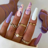 Wuyue New Custom Design Luxury Personality Long Coffin Oval Finger Nails Full Cover Artificial Art Press On Acrylic Nails Tips