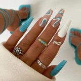Wuyue New Custom Design Luxury Personality Long Coffin Oval Finger Nails Full Cover Artificial Art Press On Acrylic Nails Tips
