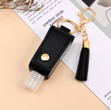 Mini 30ml Reusable Hand Soap Bottle Plastic Hand Sanitizer Bottle Leather Hand Sanitizer Holder Keychain