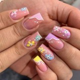 Wuyue New Custom Design Luxury Personality Long Coffin Oval Finger Nails Full Cover Artificial Art Press On Acrylic Nails Tips