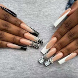 Wuyue New Custom Design Luxury Personality Long Coffin Oval Finger Nails Full Cover Artificial Art Press On Acrylic Nails Tips