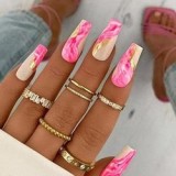 Wuyue New Custom Design Luxury Personality Long Coffin Oval Finger Nails Full Cover Artificial Art Press On Acrylic Nails Tips