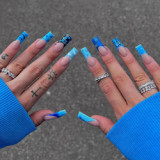 Wuyue New Custom Design Luxury Personality Long Coffin Oval Finger Nails Full Cover Artificial Art Press On Acrylic Nails Tips