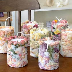 Handmade Romantic Dried flower pillar Scented candles Rose Soy Wax Wedding Gifts Home Decor