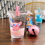 2022  Bubble Tea Cartoon oil into Quicksand Floating Liquid Keychain Car Key Pendant Promotional Cheap Gifts