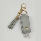 Mini 30ml Reusable Hand Soap Bottle Plastic Hand Sanitizer Bottle Leather Hand Sanitizer Holder Keychain