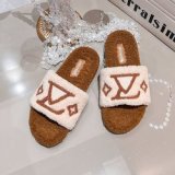 Hot Sell Popular Warm Fur Sandals Cute Slide Ladies Sandals Women Furry Shoes Flat Fluffy Slide luxury name brand Slippers