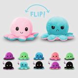 TeeTurtle | The Original Reversible Octopus Plushie | Patented Design | Light Pink and Light Blue | Show your mood without saying a word!