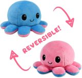 TeeTurtle | The Original Reversible Octopus Plushie | Patented Design | Light Pink and Light Blue | Show your mood without saying a word!