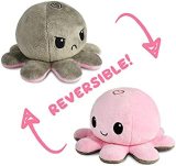 TeeTurtle | The Original Reversible Octopus Plushie | Patented Design | Light Pink and Light Blue | Show your mood without saying a word!