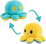 TeeTurtle | The Original Reversible Octopus Plushie | Patented Design | Light Pink and Light Blue | Show your mood without saying a word!
