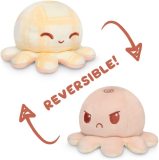 TeeTurtle | The Original Reversible Octopus Plushie | Patented Design | Light Pink and Light Blue | Show your mood without saying a word!