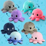 TeeTurtle | The Original Reversible Octopus Plushie | Patented Design | Light Pink and Light Blue | Show your mood without saying a word!