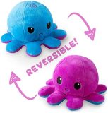 TeeTurtle | The Original Reversible Octopus Plushie | Patented Design | Light Pink and Light Blue | Show your mood without saying a word!