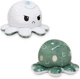 TeeTurtle | The Original Reversible Octopus Plushie | Patented Design | Light Pink and Light Blue | Show your mood without saying a word!