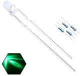100pcs 5mm 395-400nm UV Ultraviolet LED Light Emitting Diode Clear Round Lens 29mm Long Lead (DC 3V) LEDs Lights +100pcs Resistors (for DC 6-12V) Included,Bright Bulb Lamps