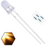 100pcs 5mm 395-400nm UV Ultraviolet LED Light Emitting Diode Clear Round Lens 29mm Long Lead (DC 3V) LEDs Lights +100pcs Resistors (for DC 6-12V) Included,Bright Bulb Lamps