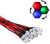 EDGELEC 30pcs 12 Volt 5mm UV LED Lights Emitting Diodes Pre Wired 7.9 inch DC 12v Ultravoilet LED Light Clear Lens Small LED Lamps