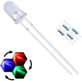 100pcs 5mm 395-400nm UV Ultraviolet LED Light Emitting Diode Clear Round Lens 29mm Long Lead (DC 3V) LEDs Lights +100pcs Resistors (for DC 6-12V) Included,Bright Bulb Lamps