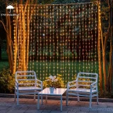 1pc 300 LEDs Solar Curtain Light, Rubber-insulated Wire, Outdoor Remote Control Light, 8 Lighting Modes Fairy Lights IP68 Waterproof Copper Wire Lights Christmas Party Wedding Home Bedroom Garden Wall Decor