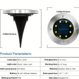 1pc Solar Outdoor Ground 8LEDs Lamp, Deck Lights Solar Powered For Landscape Walkway Lawn Steps Decks Pathway Yard Stairs Fences Garden Decorations