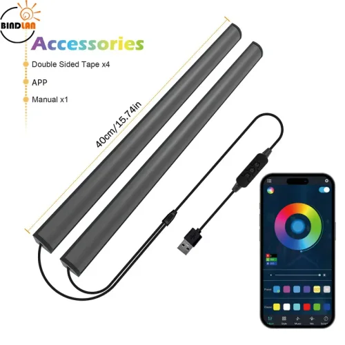 1Set 2-in-1 Under Monitor Light Bar, 2 PCS Screenbar Light Desk Lamp Computer With APP Controlle Color Changing, Music Sync, LED Dynamic Rainbow Effect USB Powered For PC Setup, Keyboard Light, Gaming Room