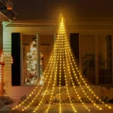 1 Pack Outdoor Christmas Decorations Star String Lights, USB Power 8 Modes Waterfall Tree Lights Christmas Lights Indoor Outdoor Decorative For Yard Party Home Holiday Decor
