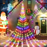 1 Pack Outdoor Christmas Decorations Star String Lights, USB Power 8 Modes Waterfall Tree Lights Christmas Lights Indoor Outdoor Decorative For Yard Party Home Holiday Decor