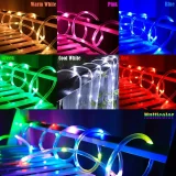 1 Pack Solar Rope String Light 39.4ft 100L 8 Modes Waterproof Outdoor LED Copper Wire Lights For Garden Decor Lamp Wedding Party Tree Xmas Halloween Holiday Decoration Lighting (Warm White/Multicolor)