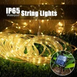 1 Pack Solar Rope String Light 39.4ft 100L 8 Modes Waterproof Outdoor LED Copper Wire Lights For Garden Decor Lamp Wedding Party Tree Xmas Halloween Holiday Decoration Lighting (Warm White/Multicolor)