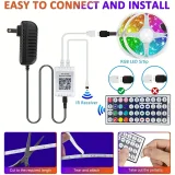 2 Port 44 Keys Infrared Remote Control Kit, Mobile APP Control Color And Timer, For 2835 3528 5050 RGB LED Strip Light, Flexible Tape Lighting, Easy To Install, Plug And Play