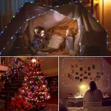 1 Pack Solar Rope String Light 39.4ft 100L 8 Modes Waterproof Outdoor LED Copper Wire Lights For Garden Decor Lamp Wedding Party Tree Xmas Halloween Holiday Decoration Lighting (Warm White/Multicolor)