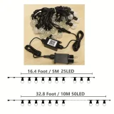 1pc Smart String Lights, 50 LED 32.8ft 10M RGB Warm White String Lights, IP65 Waterproof Light For Alexa App Control For Garden Yard Porch Wedding Party Decor, Christmas & Halloween Decorations