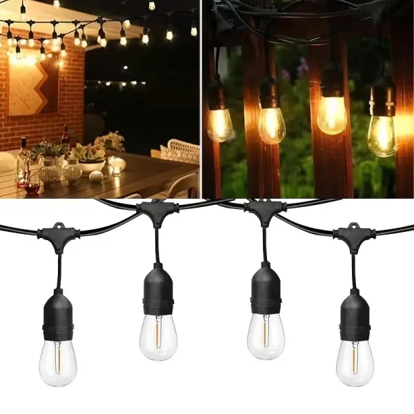 1 Pack Solar Globe Bulb String Lights, Outdoor String Lights, Automatic Charging During The Day And Automatic Discharge At Night, Length 299.21 Inch And 10 Bulbs