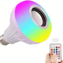 1pc Smart LED Bulb RGB + White Light Yellow Light Remote Control Can Be Connected To The Phone Play Music 12-watt Dimming Color E27 Bulbs Living Room Hallway Lamps With Speakers