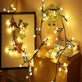 1pc USB Powered Willow Vine Lamp, 48 LED 1.8M/5.9 Foot String Lights, For Living Room, Bedroom, Party Walls, Home Decoration, Christmas & Halloween Decorations