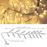 1pc Vine Light For Room Home Decoration, USB Plug Bendable Branch Lights, 1.8M/5.9ft 96 LED Tree Lights For Holiday Christmas Party Yard Decor