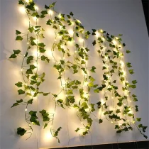 1pc Fake Rattan With Lights, Ivy Wreath With 100 LED Lights, Solar Light With 8 Modes, Suitable For Bedroom, Room, Family, Garden, Wedding Wall Aesthetic Decoration, For Halloween Christmas New Year Decoration
