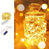 1pc Waterproof Fairy String Lights with Timer - 50 LED Lights for Garden, Wedding, and DIY Projects - 7 Modes, Battery Included
