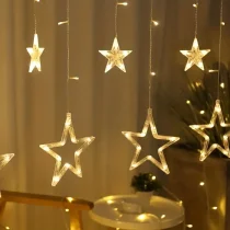 1 Pack Star LED Curtain Light For Indoor And Outdoor Christmas Decoration, Romantic Sun Star Curtain Light For Wedding And Christmas Decoration