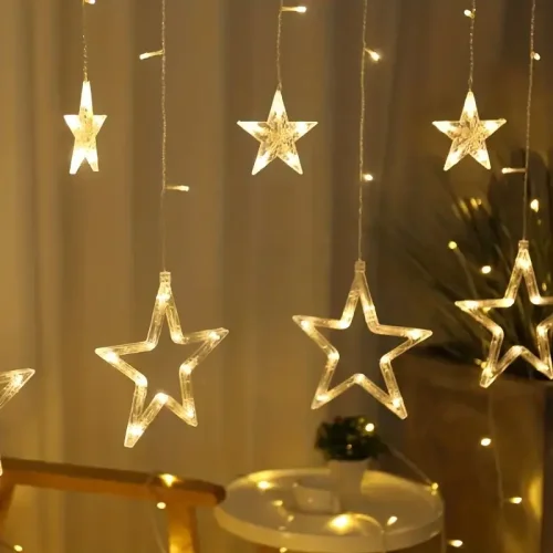 1 Pack Star LED Curtain Light For Indoor And Outdoor Christmas Decoration, Romantic Sun Star Curtain Light For Wedding And Christmas Decoration