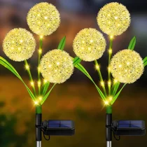 1pc/2pcs Solar Outdoor Lights Decorative, 36LEDs Solar Garden Lights With 2 Lighting Modes, 3-in-1 Solar Dandelion Flowers IP65 Waterproof Solar Powered Outdoor Lights For Garden, Yard (Multi-Colored)