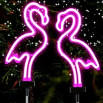 1/2pcs Flamingo Solar Lawn Lights, Outdoor Flamingo Neon Lights For Home, Yard, Lawn, Decorative Flamingo Pink Waterproof Decorative Flamingo Lights For Garden Patio Access