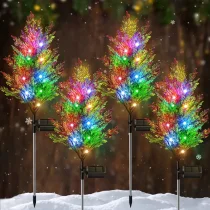 2pcs Solar Pine Lights, Christmas Garden Ground Lights, Waterproof Multi-color Garden Path, Outdoor Christmas Festival Lights, Landscape Lights, Solar Lawn Decorative Lights